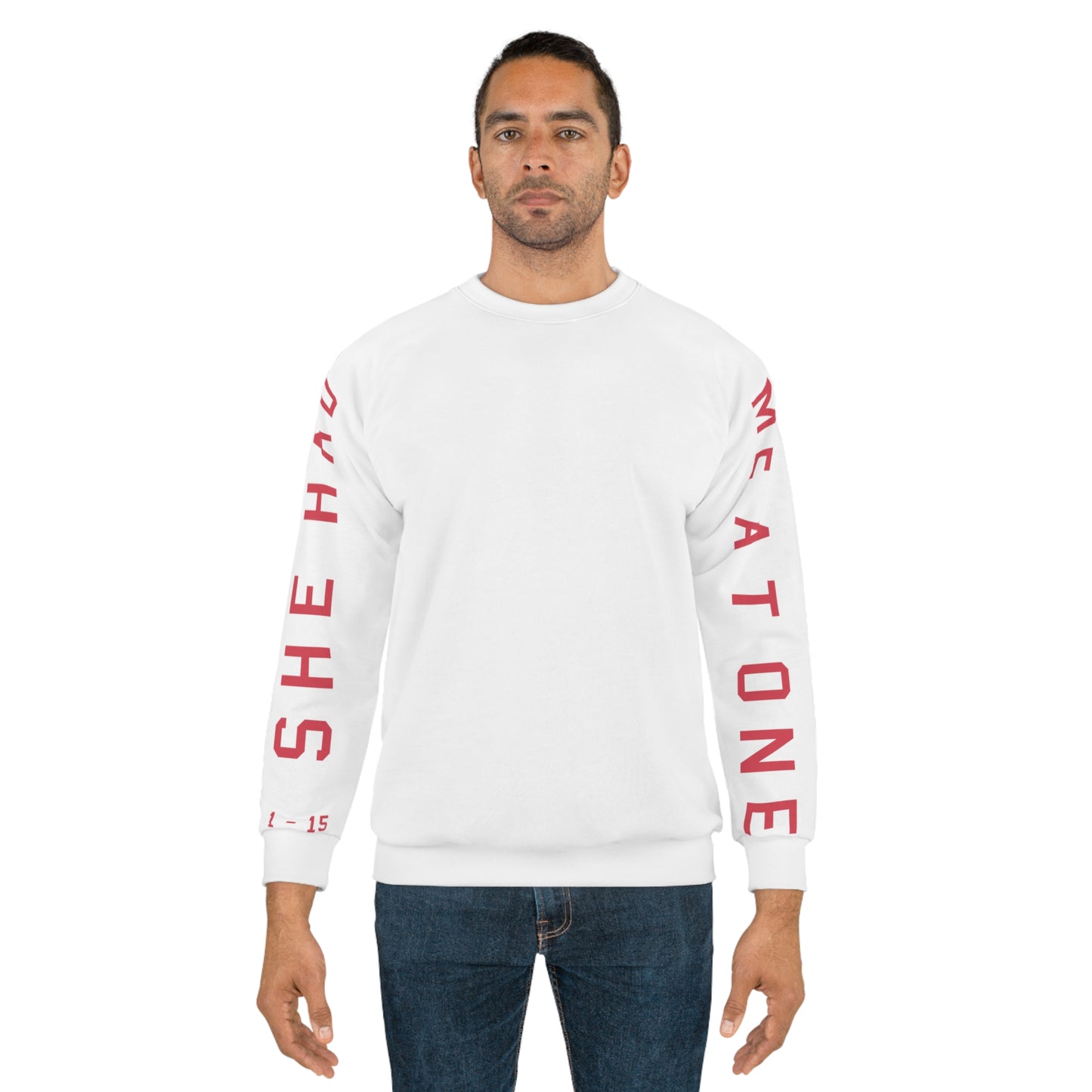 (US) Oversized Hard Reset Fleece Crewneck-White & Light Red